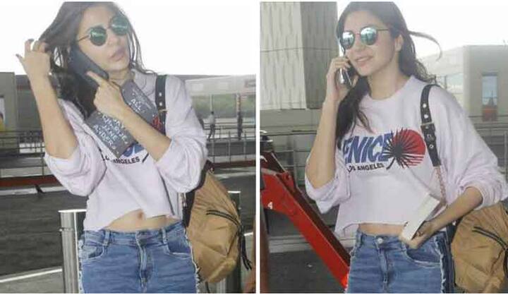 अनुष्का शर्मा एयरपोर्ट से गुज़र रही थीं कि तभी उनकी ये तस्वीरें कैमरे में कैद हो गईं.