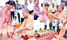 IN PICS: रामनवमी के अवसर पर योगी आदित्यनाथ ने मुख्यमंत्री आवास पर किया कन्या पूजन