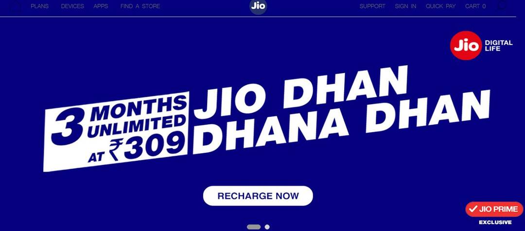 जियो लाया 'Dhan Dhana Dhan'ऑफर, यूजर्स को मिलेगा 168GB डेटा Jio Launches Dhan Dhana Dhan Offer User Will Get 168gb Data जियो लाया 'Dhan Dhana Dhan'ऑफर, यूजर्स को मिलेगा 168GB डेटा