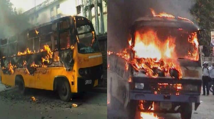 इलाहाबाद यूनिवर्सिटी: हॉस्टल खाली करने को लेकर बवाल, छात्रों ने गाड़ियों में लगाई आग