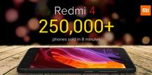 Record:महज 8 मिनट में Redmi 4 की 250,000 यूनिट सोल्ड आउट