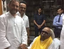 राहुल और वाम मोर्चा के नेताओं ने करूणानिधि से की मुलाकात