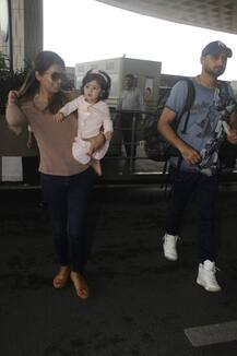 बेटी हिनाया और हसबैंड हरभजन सिंह के साथ एयरपोर्ट पर नज़र आईं गीता बसरा, देखें तस्वीरें