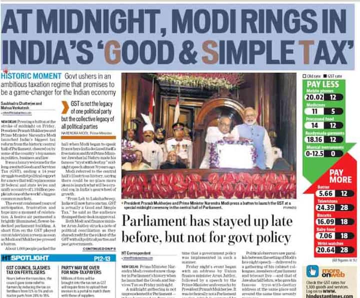 हिंदुस्तान टाइम्स ने लिखा- संसद में देर रात तक हलचल रही लेकिन सरकार की नीतियों के लिए नहीं....