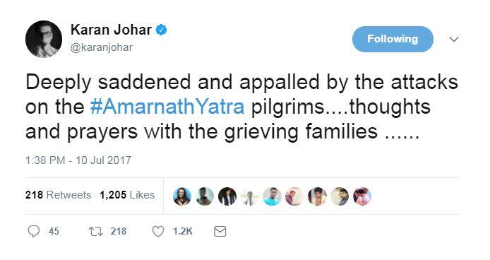 वहीं हिंदी सिनेमा के जाने माने डायरेक्टर करन जौहर ने ट्वीट किया है कि इस हमले ने उन्हें काफी दुखी और चकित कर दिया है. उन्होंने भी पीड़ित परिवारों के लिए प्रर्थना भेजी है.