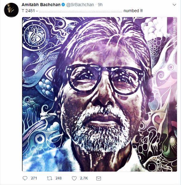 अमरनाथ यात्रा के लिए गए श्रद्धालुओं की हत्या पर सदी के महानायक अमिताभ ने इस तस्वीर के साथ लिखा है कि वे इस हमले से सुन्न पड़ गए हैं.