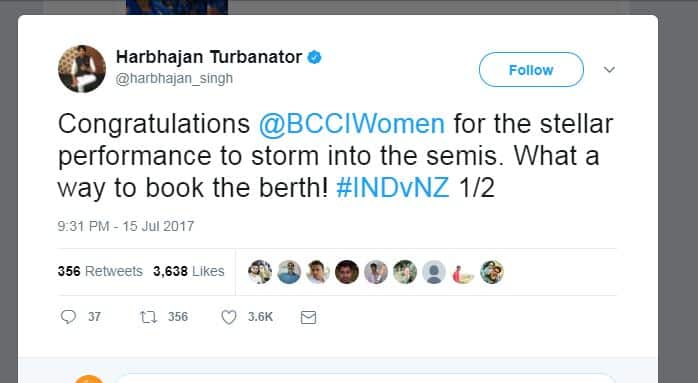 हरभजन सिंह: टीम इंडिया आपको इस शानदार प्रदर्शन और सेमीफाइनल में एंट्री के लिए बहुत-बहुत बधाई...