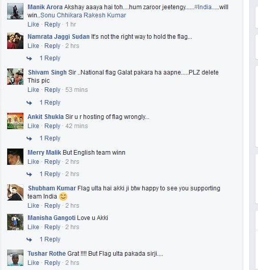 भारतीय महिला टीम की 44 सालों के इतिहास को बदलने की कोशिश आखिरी के कुछ पलों में हार गई. क्रिकेट के मक्का लॉर्ड्स पर भारतीय महिलाओं ने मैच में पूरी जान लगाई लेकिन आखिरी के कुछ पलों में एक के बाद खराब शॉट खेलना और दबाव में आना भारतीय टीम पर भारी पड़ गया.आगे पढ़ें कुछ और कमेंट्स जो अक्षय के फोटो पर लोगों ने किया है...