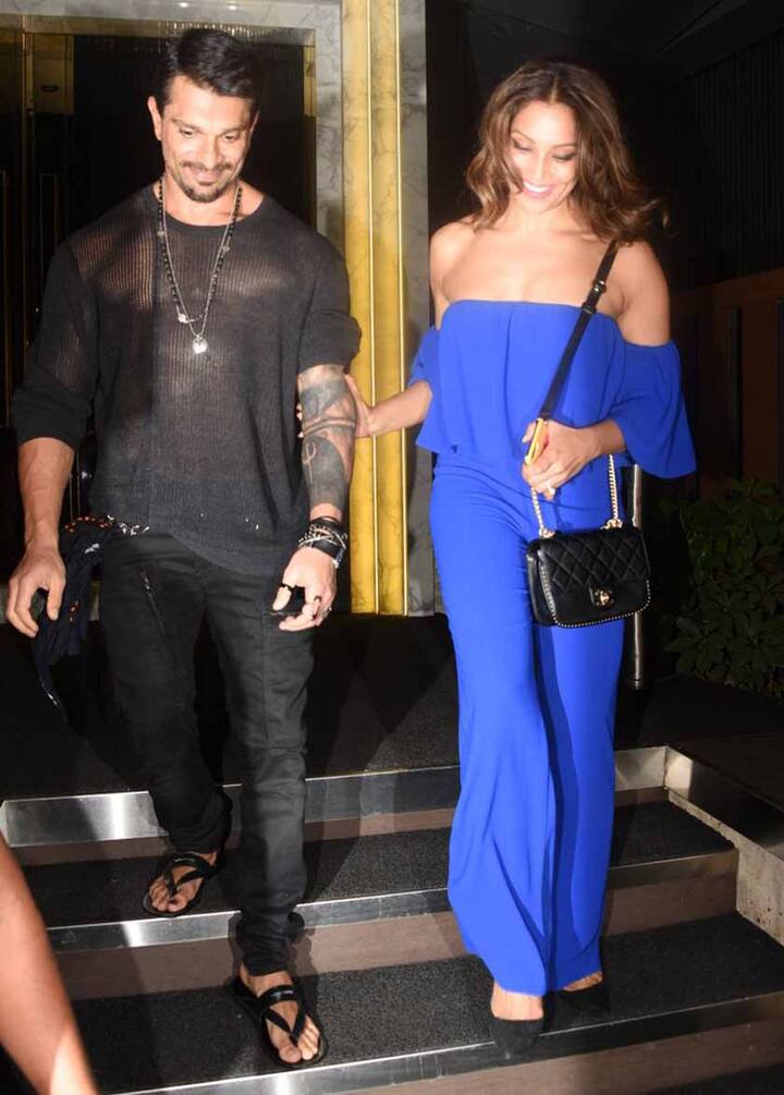 बिपाशा बासु अपने हसबैंड करन सिंह ग्रोवर के साथ यहां पहुंची. (Photo: Manav Mangalani)