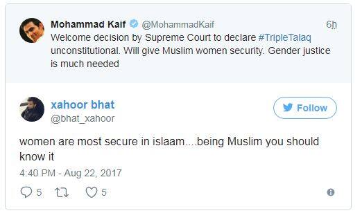 Xahoor bhat नाम के हैंडल से ट्वीट किया गया कि इस्लाम में महिलाएं सबसे ज्यादा सुरक्षित हैं...एक मुस्लिम के तौर आप इसे जानते हैं. सेलिब्रिटीज़ के लिए ऑनलाइन ट्रोलिंग कोई नई बात नहीं है और उन्हें अक्सर इसका सामना करना पड़ता है लेकिन कैफ ने शायद ही सोचा होगा कि ऐसे सकारात्मक फैसले की तारीफ के लिए भी उन्हें ट्रोल होना पड़ेगा.