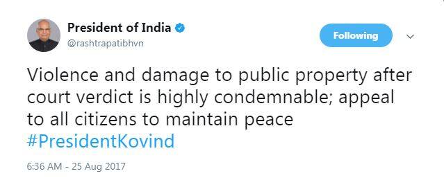 देश के राष्ट्रपति रामनाथ कोविंद ने घटना की निंदा की और लोगों से शांति बनाए रखने की अपील की.