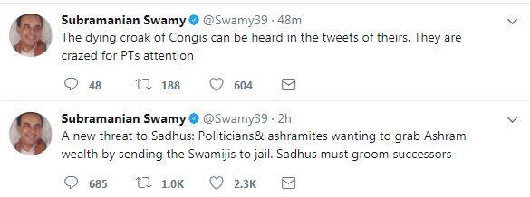 राम रहीम को दोषी करार दिए जाने पर बीजेपी के राज्यसभा सांसद सुब्रमनियन स्वामी ने लिखा कि यह साधुओं पर हमला है. नेता साधुओं को जेल भेज कर उनकी संपत्ति को हड़पना चाहते हैं. साधुओं को अपना उत्तराधिकारी चुन लेना चाहिए.