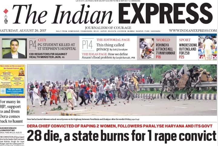 अंग्रेजी अखबार इंडियन एक्सप्रेस ने लिखा है, ‘’28 Die, a state burns for one rape convict यानी 28 की मौत, एक रेपिस्ट के लिए जला राज्य.’’