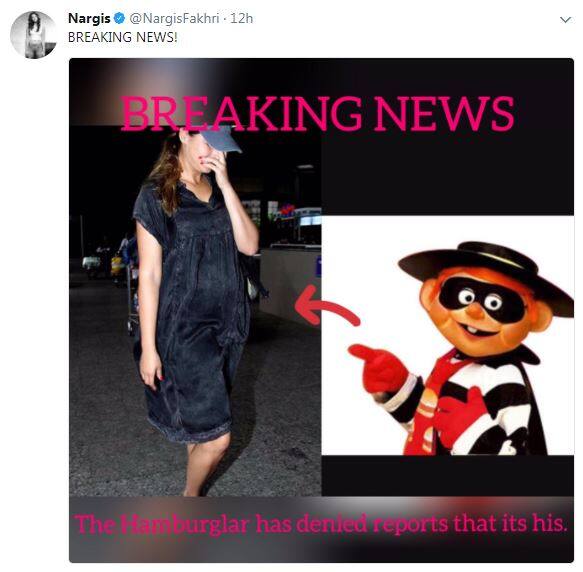 सोशल मीडिया पर वायरल हो रही कुछ तस्वीरों में वह अपना चेहरा छिपाते नजर आ रही हैं, ताकि फोटोग्राफर उनकी तस्वीरें न ले सकें. (फोटो क्रेडिट- नरगिस फाखरी ट्विटर अकाउंट)