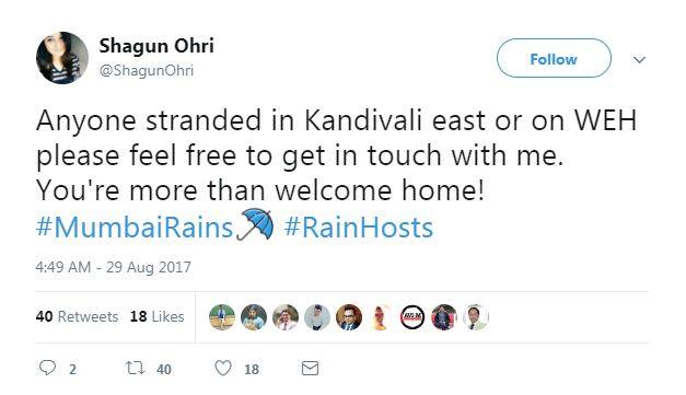 वहीं शगुन लिखती हैं कि कांदीवली ईस्ट और डब्लयूएचई में फंसे लोगों के स्वागत के लिए वे पूरी तरह से तैयार हैं.