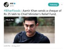 बिहार : बाढ़ पीड़ि‍तों की मदद के लिए आगे आए आमिर खान, दिया इतने लाख का चेक...