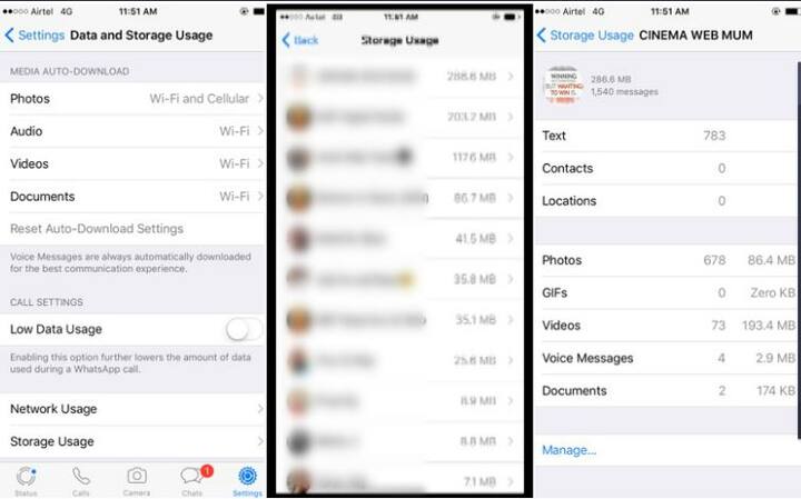 स्टोरेज यूजेज सेक्शन में आपको हर कॉन्टेक्ट के साथ चैट में इस्तेमाल होने वाली मैमोरी नजर आएगी. जिसे आप अपनी जरुरत के हिसाब से डिलीट भी कर सकते हैं. यहां आप ये जान सकते हैं कि सबसे ज्यादा स्टोरेज किस चैट ग्रुप या कॉन्टैक्ट में इस्तेमाल हो रही है.