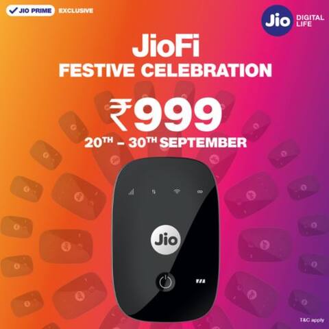 Jio Festival Offer: JioFi पर मिल रही है अब तक की सबसे बड़ी छूट Jio Festival Offer: JioFi पर मिल रही है अब तक की सबसे बड़ी छूट
