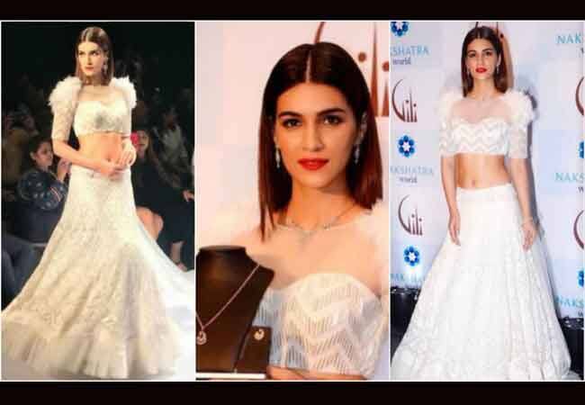 ये तस्वीरें बॉलीवुड अदाकारा कृति सनोन की हैं. उनकी ये तस्वीरें तब ली गईं जब वे Gili के लिए IIJW में रैंप पर उतरीं. 