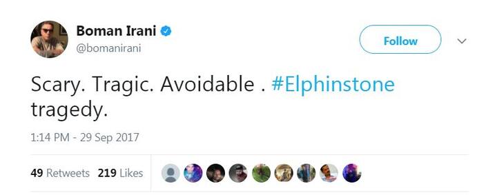एक्टर बोमन इरानी ने एलफिंस्टन रेलवे ब्रिज हादसे को डरावना बताया.