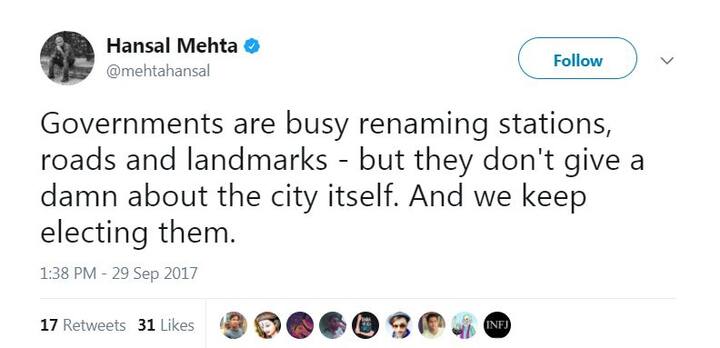 फिल्म निर्देशक हंसल मेहता ने इस हादसे के बाद ट्विटर के जरिए अपना गुस्सा जाहिर किया है.