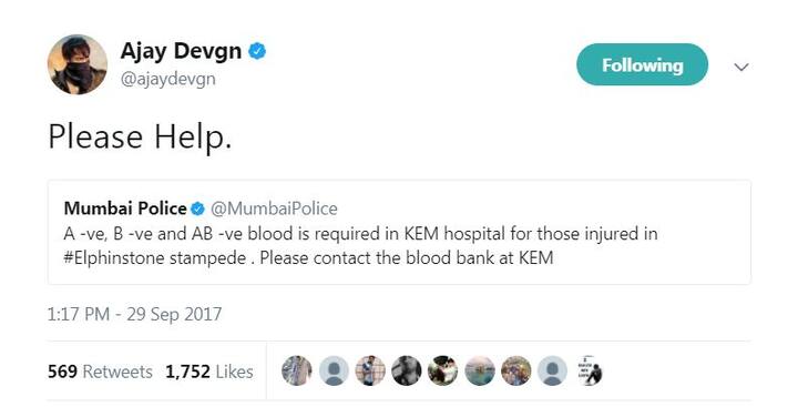 बॉलीवुड एक्टर अजय देवगन ने लोगों से मदद की अपील की है.