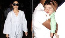 शूटिंग पूरी कर मुंबई लौटीं करीना कपूर, एयरपोर्ट पर सोते नज़र आए तैमूर अली खान