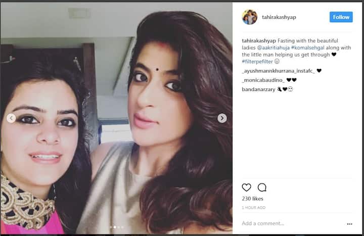 आज ताहिरा ने अपने करवा चौथ सेलिब्रेशन की ये तस्वीर इंस्टाग्राम पर पोस्ट की है.