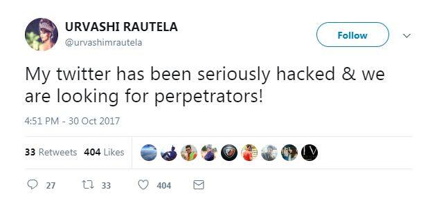 इसके बाद उर्वशी ने एक ट्वीट के जरिए स्पष्ट किया कि यह पोस्ट उन्होंने नहीं लिखा है. उर्वशी ने अपने तीन लाख फॉलोअर्स को ट्वीट करके जानकारी दी, 