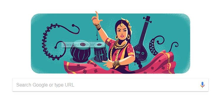 कथक क्वीन सितारा देवी को गूगल का सलाम, बनाया स्पेशल डूडल special googole doodle on the bithday of kathak queen sitara devi कथक क्वीन सितारा देवी को गूगल का सलाम, बनाया स्पेशल डूडल