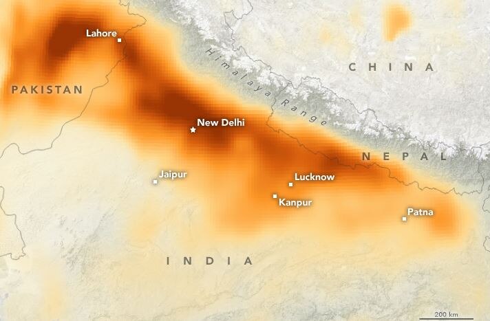 pictures from NASA of smog in northern India and parts of Pakistan दिल्ली: NASA ने तस्वीरें जारी कर दिखाई प्रदूषण से जहरीली हुई हवा की डरावनी सच्चाई
