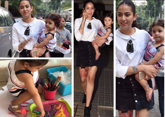 कल शाहिद कपूर की पत्नी मीरा बेटी मीशा के साथ रंगो में सरोबार कुछ इस अंदाज में कैमरे में क्लिक हो गईं.