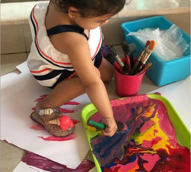 पेंटिंग के दौरान मीशा की ये तस्वीर सोशल मीडिया पर भी देखने को मिली थी. (Photo: Social Media)