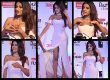 अवॉर्ड शो में अनकंफर्टेबल दिखीं निधि अग्रवाल, बार-बार ड्रेस संभालती नज़र आईं