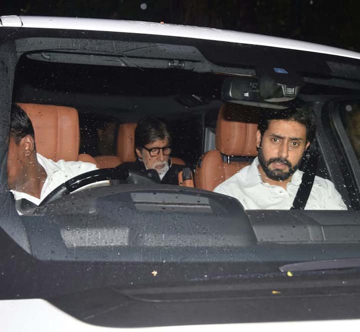  अमिताभ बच्चन अपने बेटे अभिषेक और बहू ऐश्वर्या के साथ उनके घर पहुंचे.