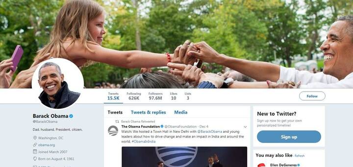 ओबामा के ट्विटर हैंडल से किए गए ट्वीट को सबसे ज्यादा यानी करीब चार करोड़ 60 लाख 'लाइक्स' मिले थे.