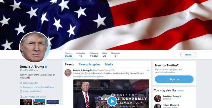 ट्विटर ने बताया कि ट्रंप को हालांकि उन नेताओं में चुना गया जिनके बारे में सबसे ज्यादा ट्वीट किए गए.