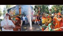 जीत के जश्न में डूबी बीजेपी, देखें ताज़ा हाई रेज़ॉल्यूशन तस्वीरें