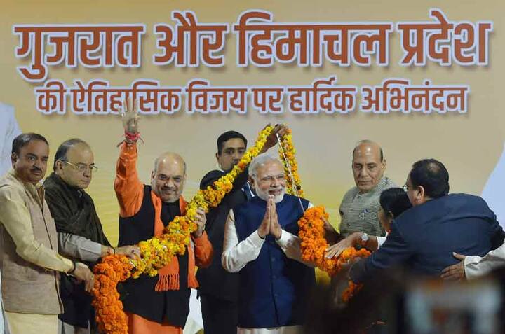 प्रधानमंत्री के गृह राज्य गुजरात में जहां बीजेपी 99 सीटें जीतकर लगातार छठी बार सरकार बनाने जा रही है वहीं हिमाचल प्रदेश की जनता ने सत्तारूढ़ दल को दूसरा मौका न देने की अपनी परंपरा निभाई. हिमाचल में बीजेपी ने कुल 68 में से 44 सीटें जीत लीं, लेकिन उसके मुख्यमंत्री पद के उम्मीदवार वरिष्ठ नेता प्रेम कुमार धूमल को कांग्रेस प्रत्याशी ने करीब 1900 वोटों से हरा दिया.