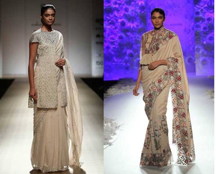 लॉन्ग फ्रंट-स्लिट ब्लाउज- इस साल पुरानी साड़ी को स्टाइलिश लुक देने के लिए ट्रेंडी ब्लाउज का बहुत क्रेज रहा. साड़ी को ग्लैमर लुक देने के लिए थाईंज तक लंबा स्लिट ब्लाउज काफी चलन में रहा जिसे थाई लॉन्ग फ्रंट-स्लिट ब्लाउज के नाम से जाना गया. ग्लैंमर लुक के लिए ब्लॉउज पर एंब्राइडरी का ट्रेंड भी रहा.