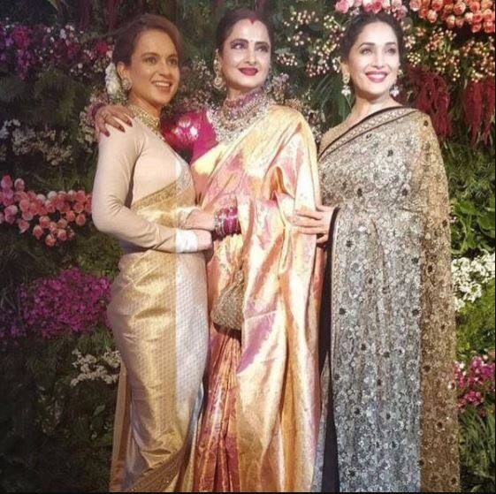 विरूष्का के रिसेप्शन का ये बेहद खास मूमेंट था जिसमें तीन अलग -अलग दौर की नायिकाएं एक साथ नजर आईं.