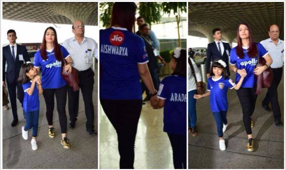 ऐश्वर्या राय बच्चन हाल ही में मुंबई एयरपोर्ट पर बेटी आराध्या के साथ स्पॉट हुईं, जहां हमेशा की तरह दोनों ने एक दूसरे का हाथ पकड़ा हुआ था लेकिन इस बार जिस चीज ने मां बेटी की इस जोड़ी की ओर ध्यान खींचा वो थे Like Mother Like Daughter ड्रेस. (तस्वीर: मानव मंगलानी)