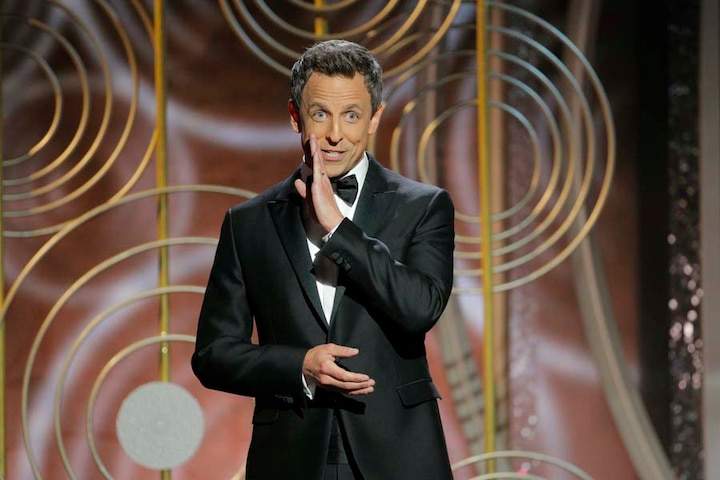 Golden Globes 2018: Seth Meyers tears into Hollywood scandal in monologue Golden Globe 2018: होस्ट मेयर्स सेठ मेयर्स ने उठाया यौन उत्पीड़न का मुद्दा, ब्लैक ड्रेस में पहुंचे सितारे
