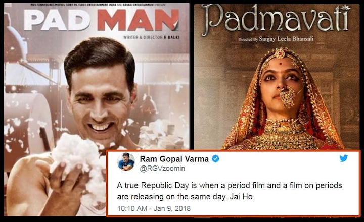 Social media is cracking jokes on Padman Vs Padmavat Padman Vs Padmavat: सोशल मीडिया पर उड़ा मजाक, 'पीरियड्स' पर बनी फिल्म से टकराएगी 'पीरियड' फिल्म