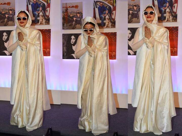 फोटो खिंचवाते हुए अपने फैंस को रेखा ने बेहद ट्रेडशिनल अंदाज में नमस्ते किया. वहीं दूसरी तरह फैंस को खुश करने के लिए फ्लाइंग किस करना भी नहीं भूली.