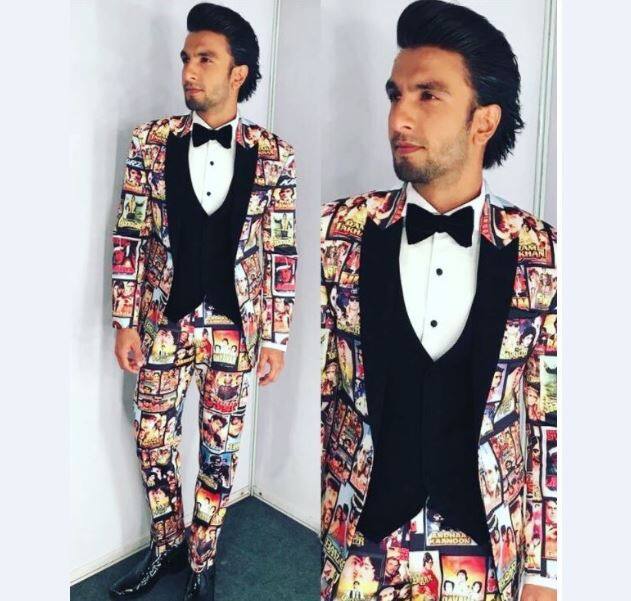 रणवीर सिंह ने अपनी इस खास ड्रैस से सबकी निगाहें अपनी ओर कर ली. बता दें कि रणवीर ने अपनी ड्रैस पर 80-90 के दशक की अपनी पसंदीदा पोस्टर प्रिंट करवाए हैं. सभी फोटो (इंस्टाग्राम).