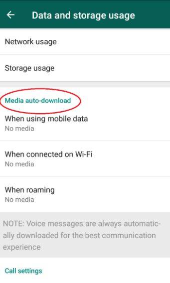 सेटिंग्स का विकल्प चुनने के बाद आपको Data and storage usage पर क्लिक करना होगा. इस विकल्प को चुनने के बाद आपको Media auto-download के ऑप्शन मिलेंगे.