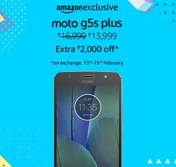 मोटो का G5s प्लस स्मार्टफोन इस सेल में 2 हजार रुपये की छूट के साथ 13,999 रुपये में खरीदे जाने के लिए उपलब्ध है. इसके साथ ही स्मार्टफोन पर 2 हजार रुपये का एक्सचेंज ऑफर भी उपलब्ध है. स्मार्टफोन में दिया गया डुअल रियर कैमरा इसकी सबसे बड़ी खूबी है.