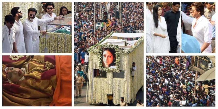 Sridevi funeral: Thousands thronged the streets of Mumbai to pay their last respects to Bollywood actor अलविदा चांदनी: पति बोनी कपूर ने दी मुखाग्नि, श्रद्धांजलि देने सड़कों पर उतरे हज़ारों लोग