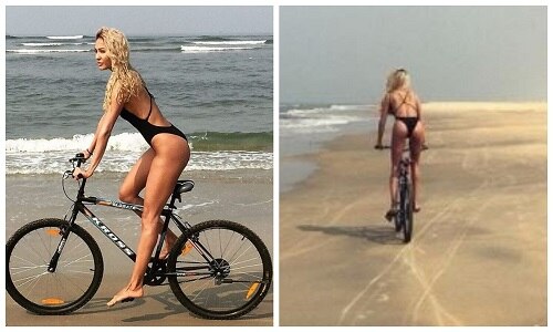 lisa haydon bikini photos on cycle viral over social media Photos: बिकनी पहने साइकिल पर बैठीं लीजा हेडन, सोशल मीडिया पर वायरल हुआ ये अंदाज